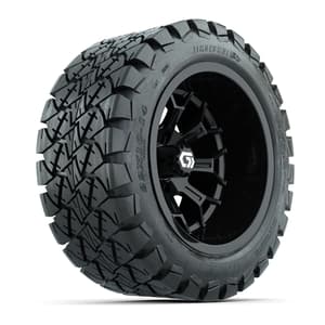 GTW&reg; Assault Gloss Black 14 in Wheels with 22X10-14 Timberwolf All-Terrain Tires - Full Set