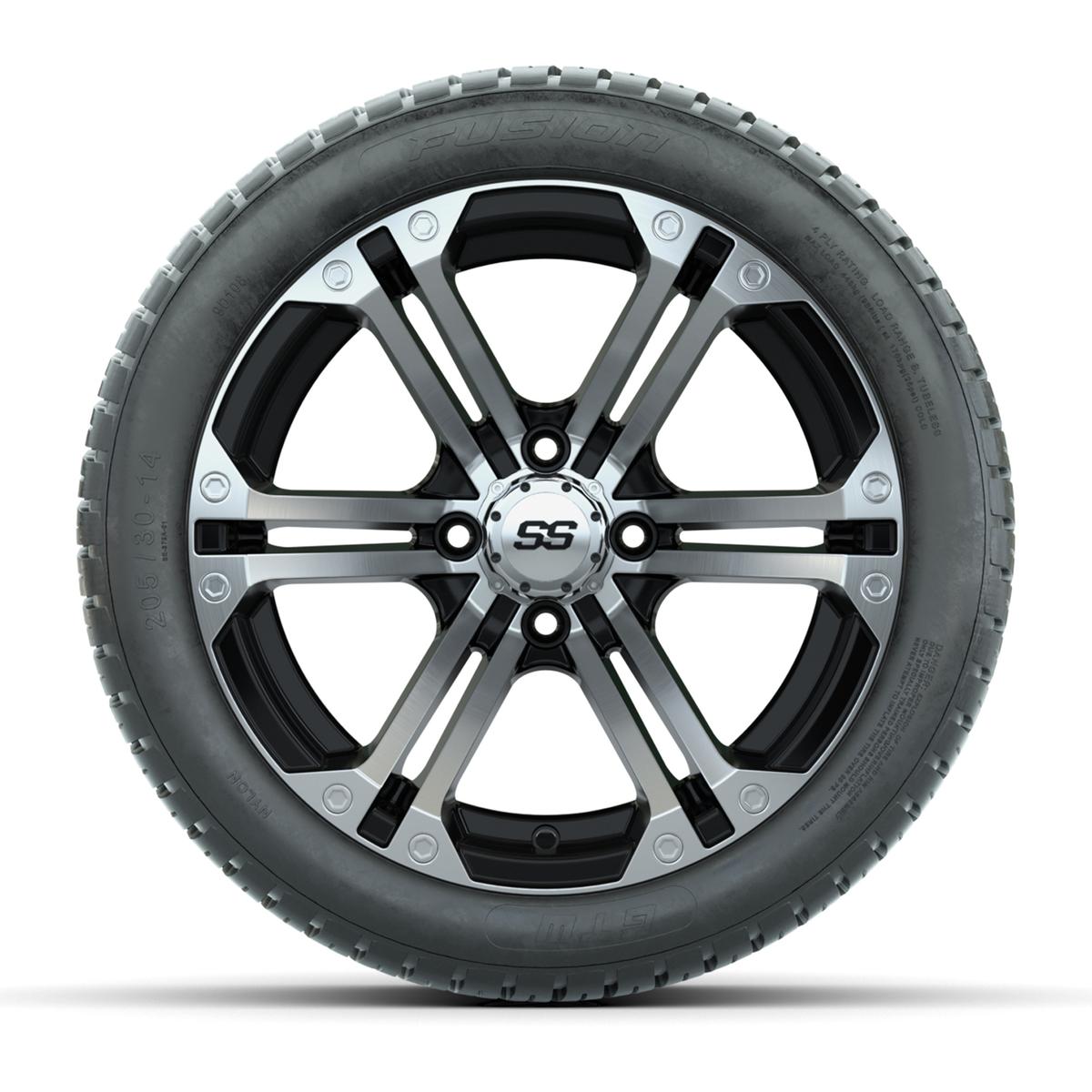 14” GTW Specter Black and Machined Wheels with 19” Fusion Street Tires – Set of 4