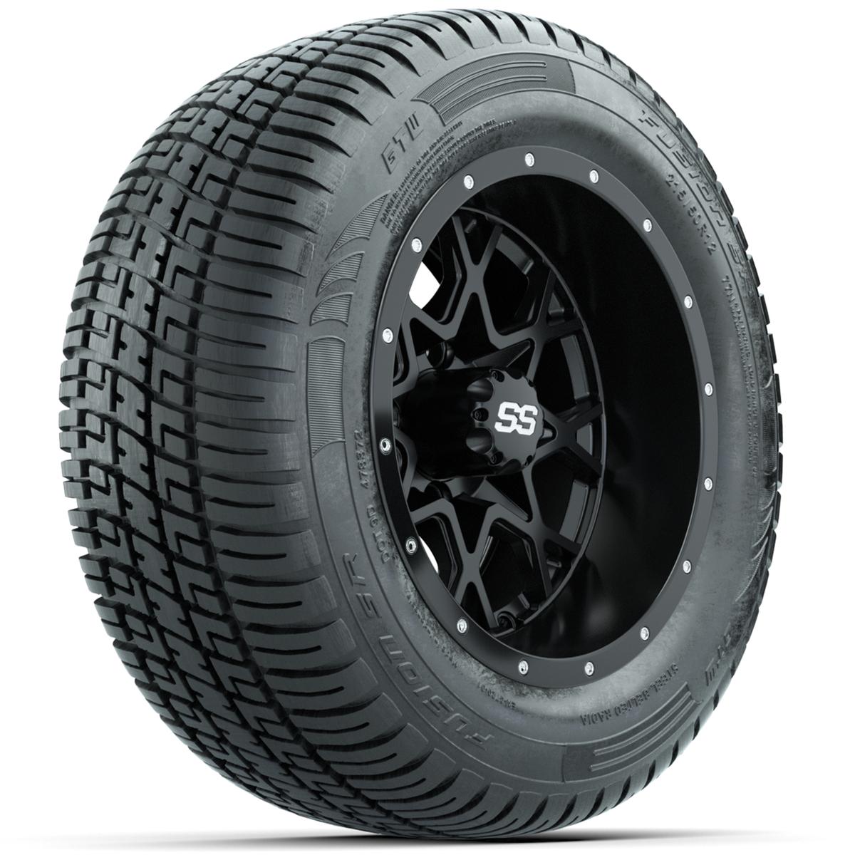 Set of (4) 12 in GTW Vortex Wheels with 215/50-R12 Fusion S/R Street Tires