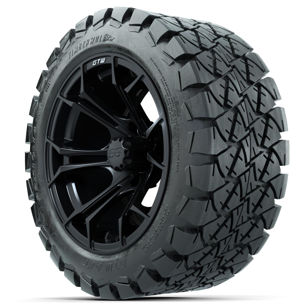 Set of (4) 14 in GTW Spyder Wheels with 22x10-14 GTW Timberwolf All-Terrain Tires