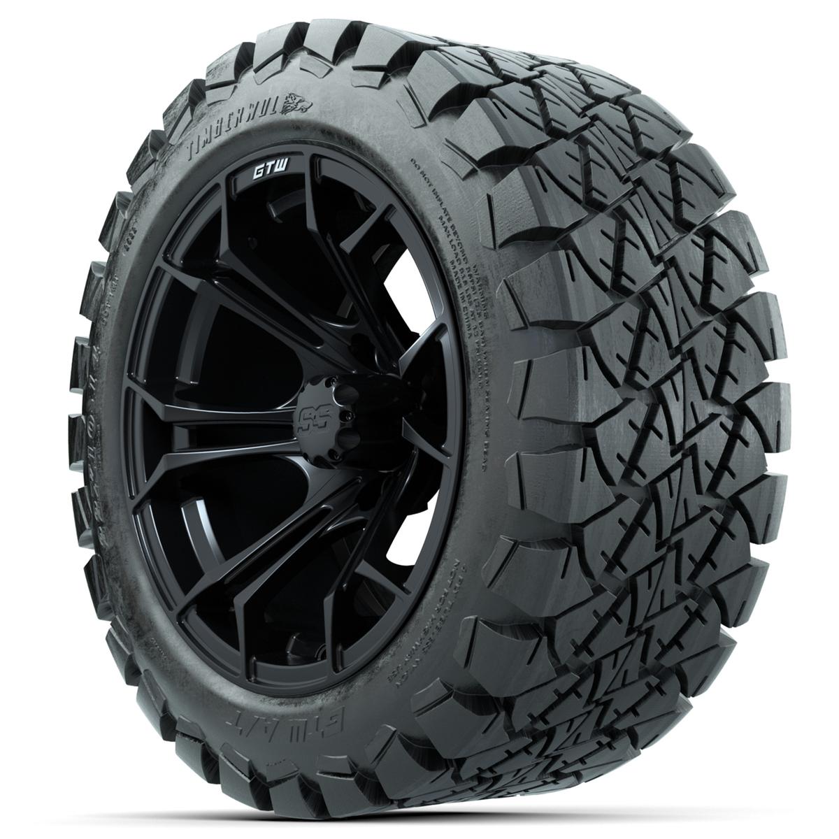 GTW Spyder Matte Black 14 in Wheels with 22x10-14 GTW Timberwolf All-Terrain Tires – Full Set