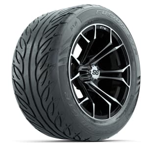 GTW Spyder Machined/Black 14 in Wheels with 255/45-R14 Fusion GTR Street Tires – Full Set