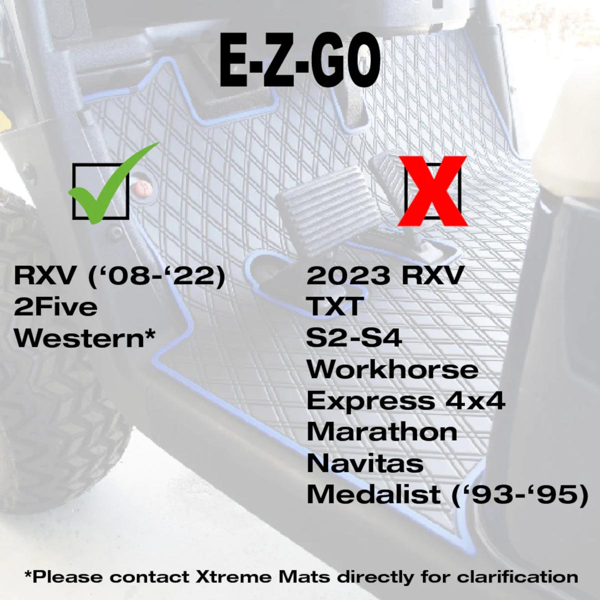 Xtreme Floor Mats for EZGO RXV (08-22) / 2Five (09+) / Western - Black/Blue