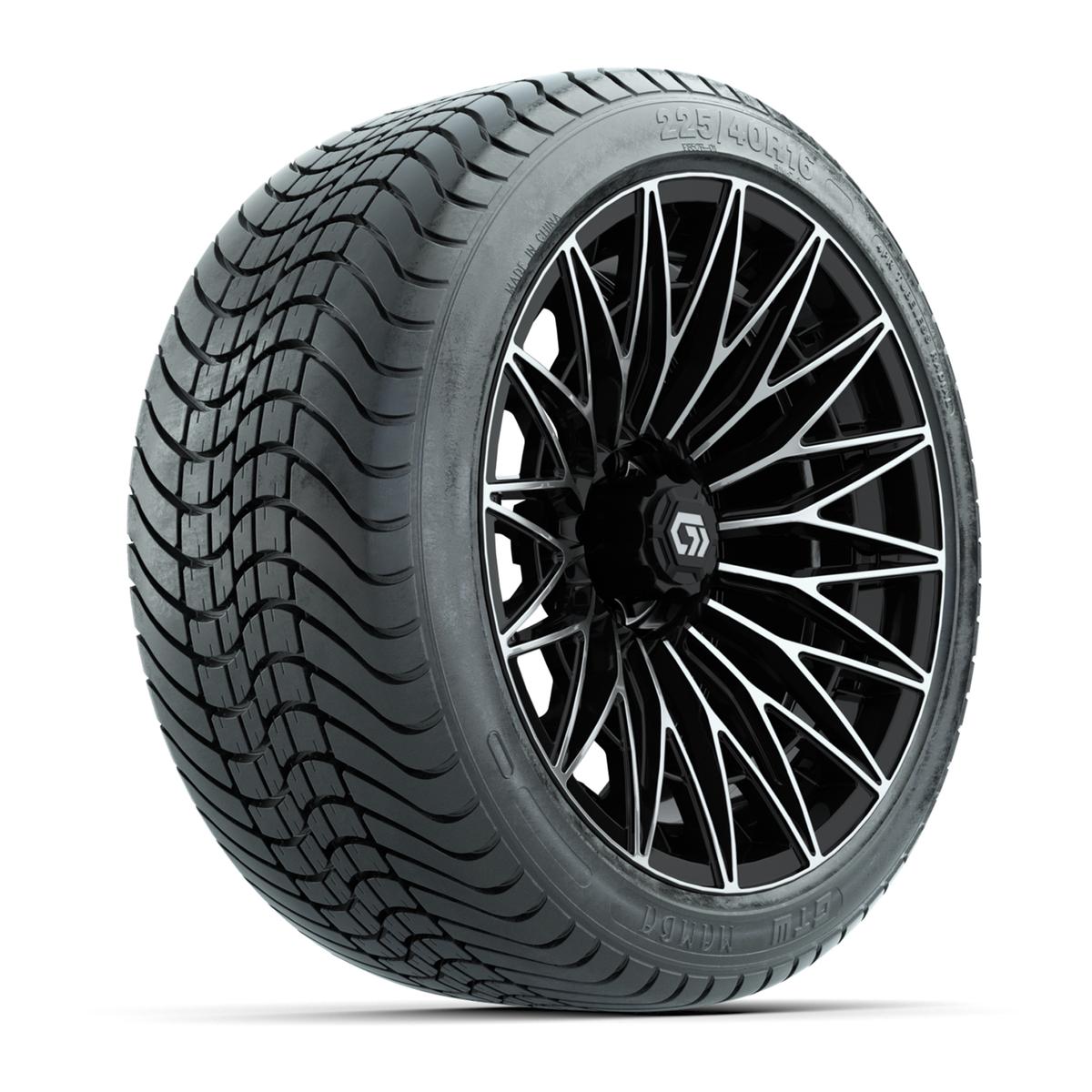 GTW&reg; Blur Black/Machined 16 in Wheels with 225/40-R16 Mamba Street Tires - Full Set