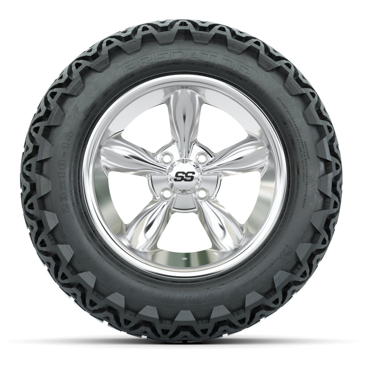 Set of (4) 14 in GTW Godfather Wheels with 23x10-14 GTW Predator All-Terrain Tires