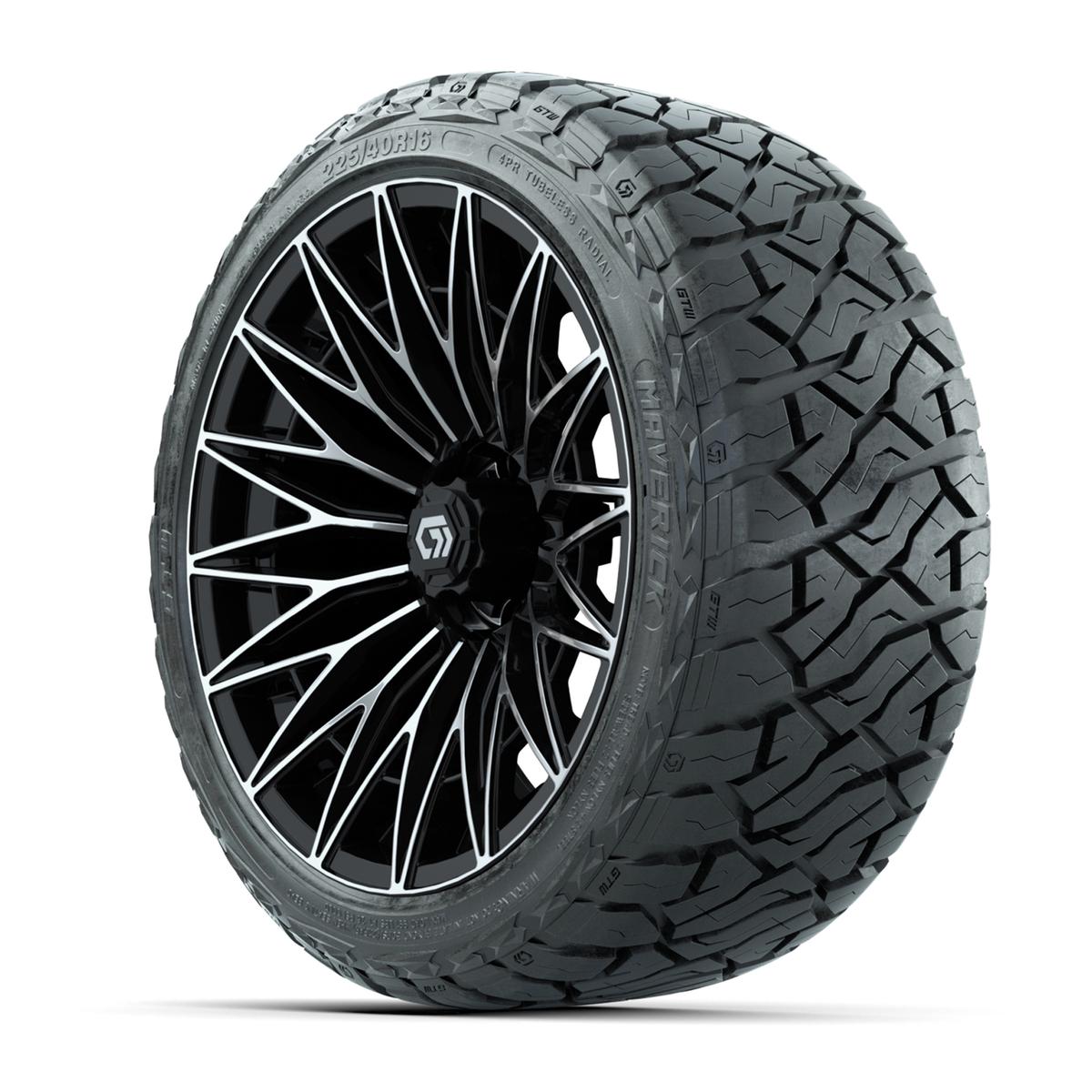 GTW&reg; Blur Black/Machined 16 in Wheels with 225/40-R16 Maverick Hybrid Tires - Full Set