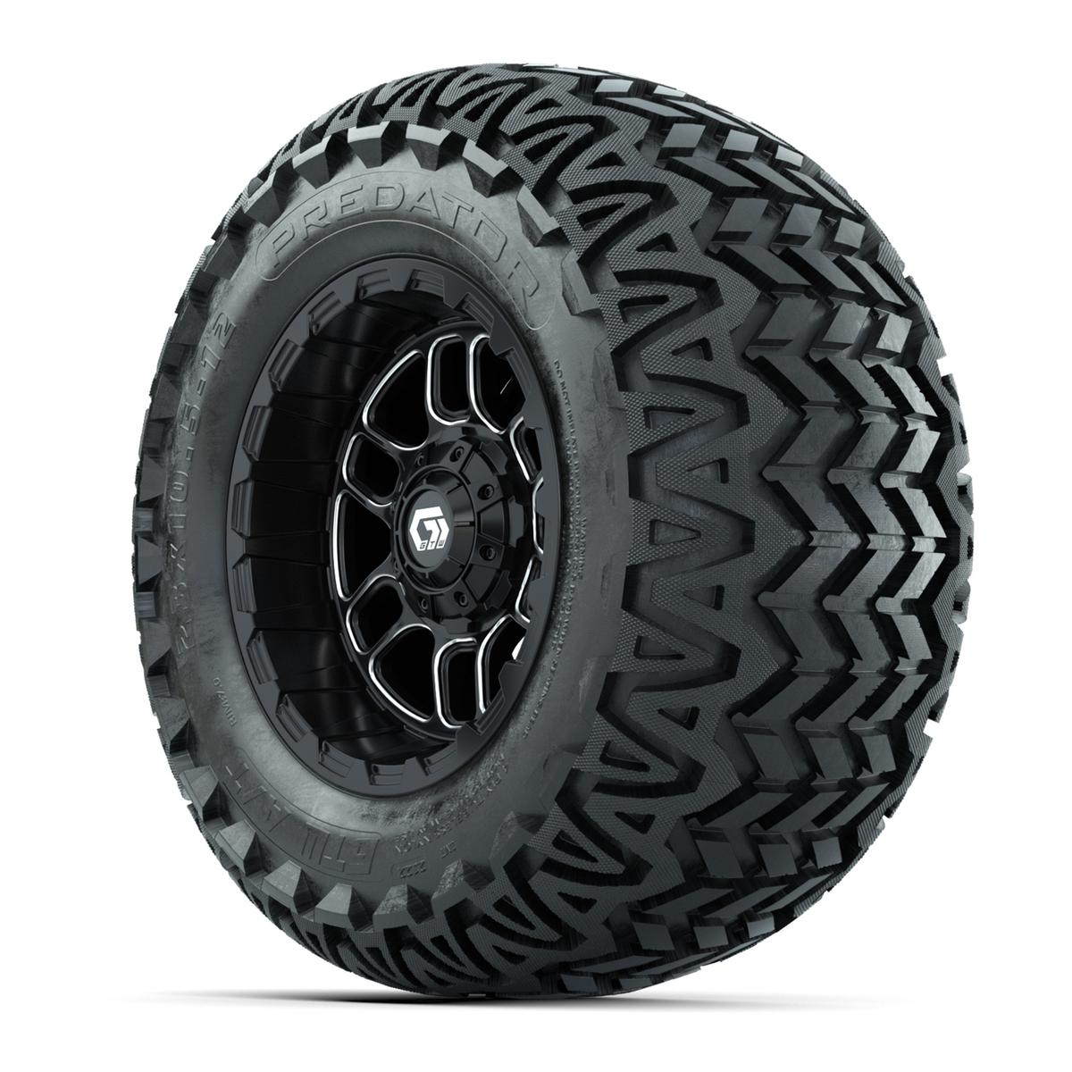 Set of (4) 12 in GTW® Titan Machined & Black Wheels with 23x10.5-12 Predator All-Terrain Tires