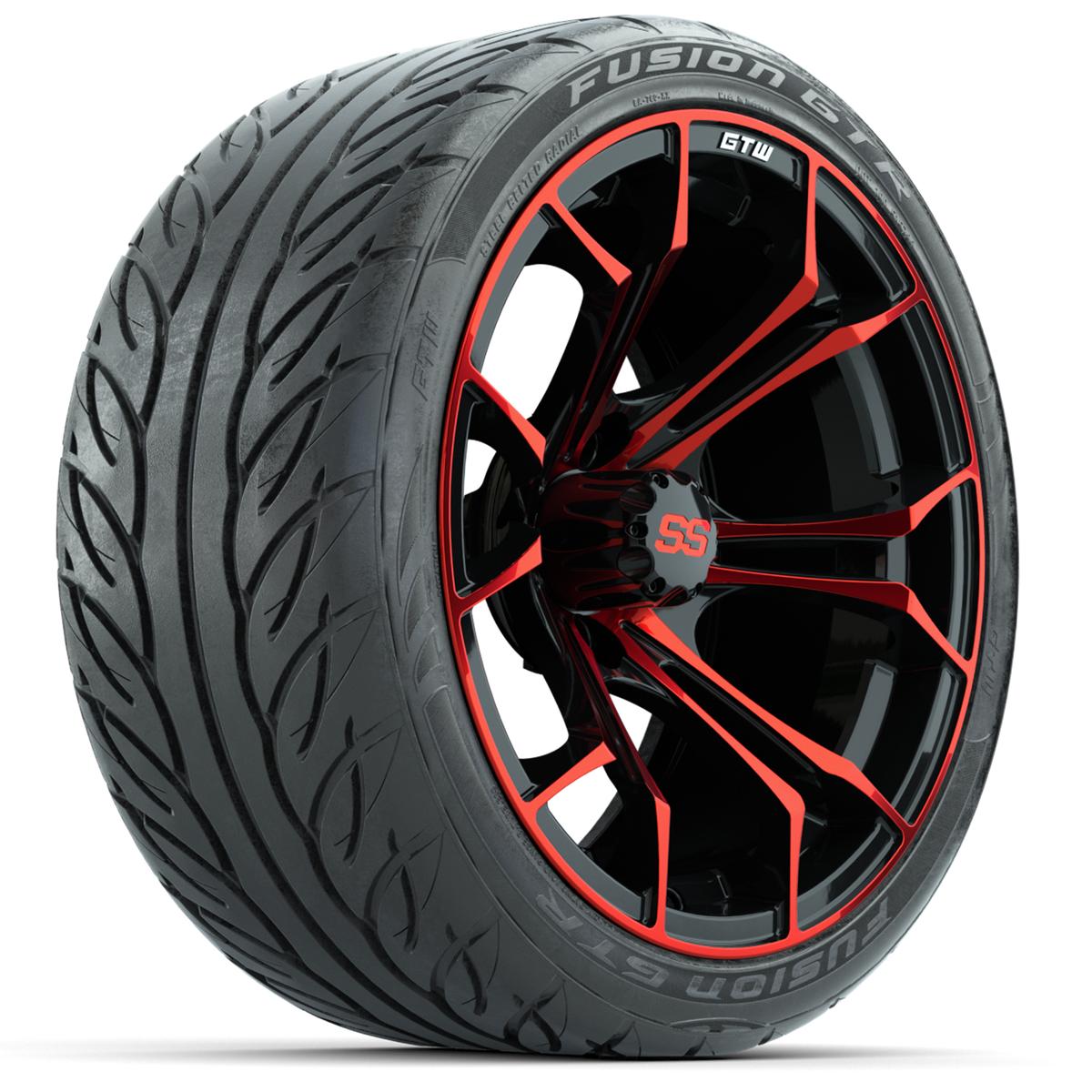 GTW Spyder Red/Black 15 in Wheels with 215/40-R15 Fusion GTR Street Tires – Full Set