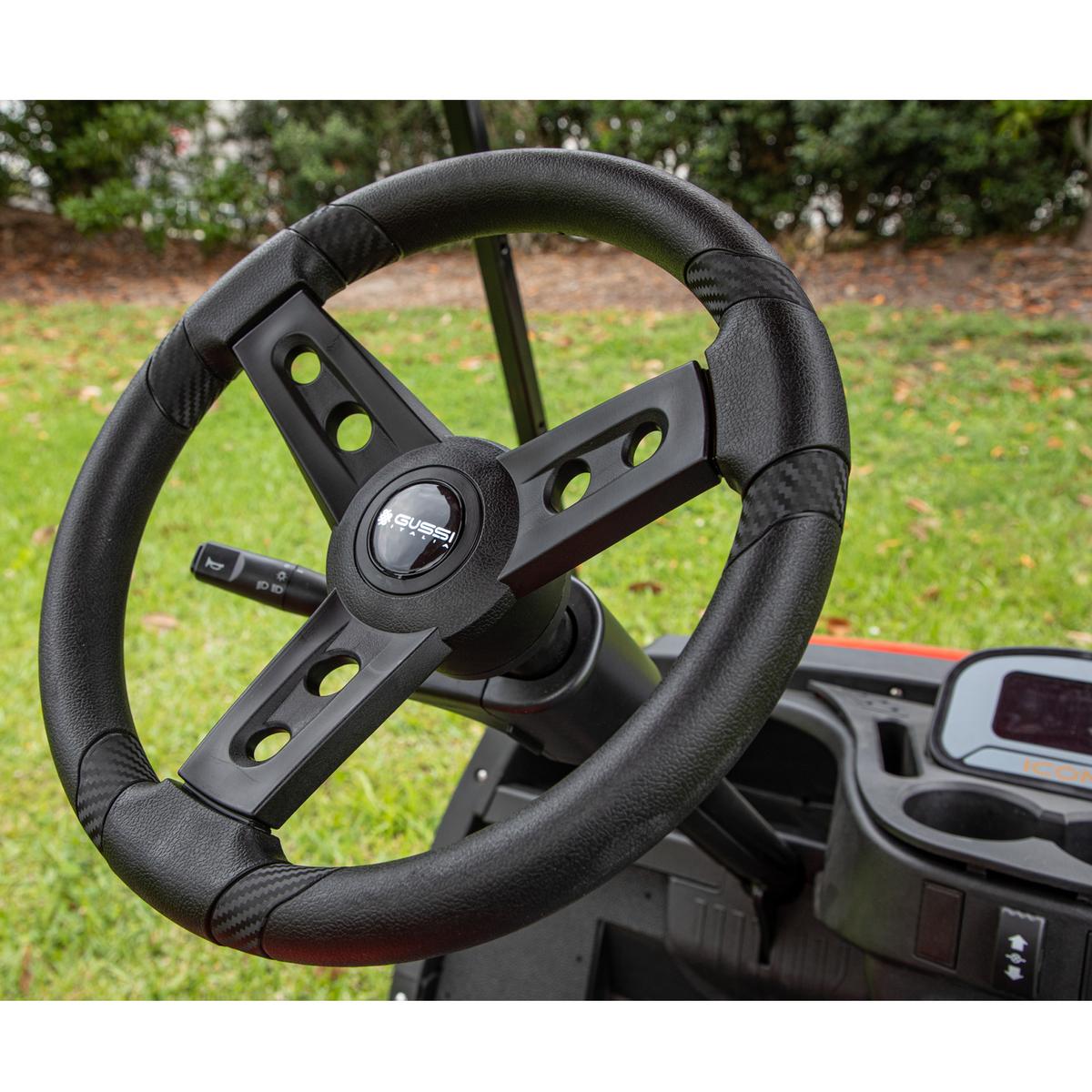 Gussi Italia® Lugana Black Steering Wheel Compatible with ICON Golf Car Models & AEV Golf Car Models