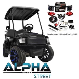ALPHA Club Car Precedent Street Body Kit in Black with Ultimate Plus Light Kit