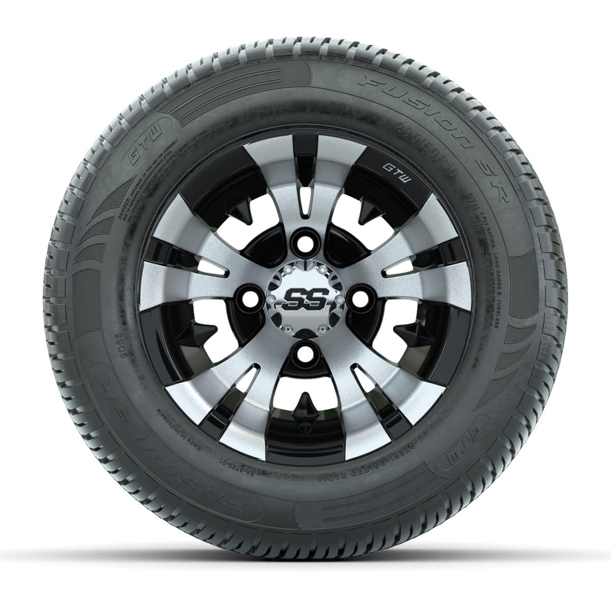 GTW Vampire Black/Machined 10 in Wheels with 205/50-R10 Fusion S/R Radial Steel Belt Street Tires – Full Set