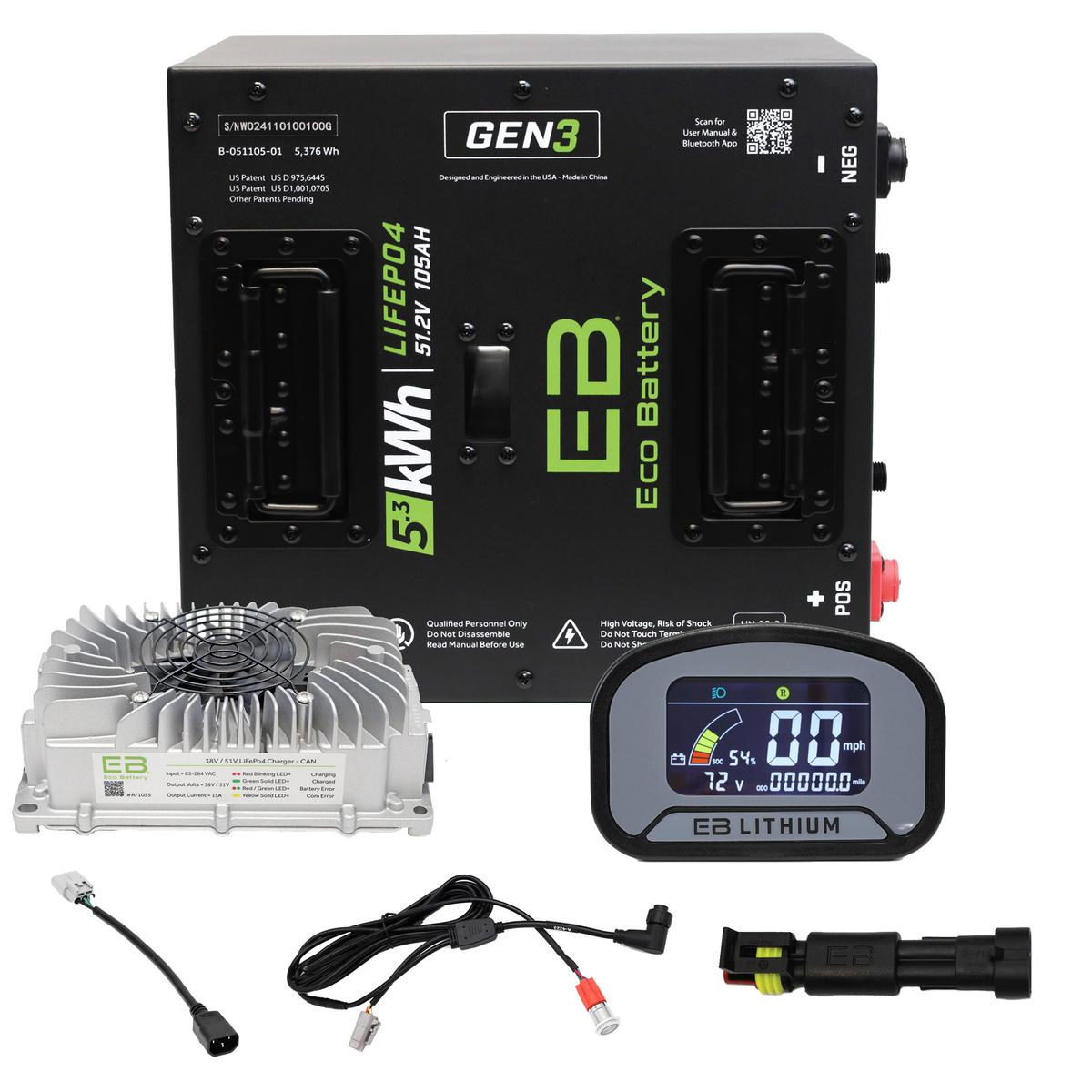 Advanced EV1 2017-2021 Eco Lithium 51v 105Ah GEN3 "Toyota MCU" Battery Bundle - Thru Hole