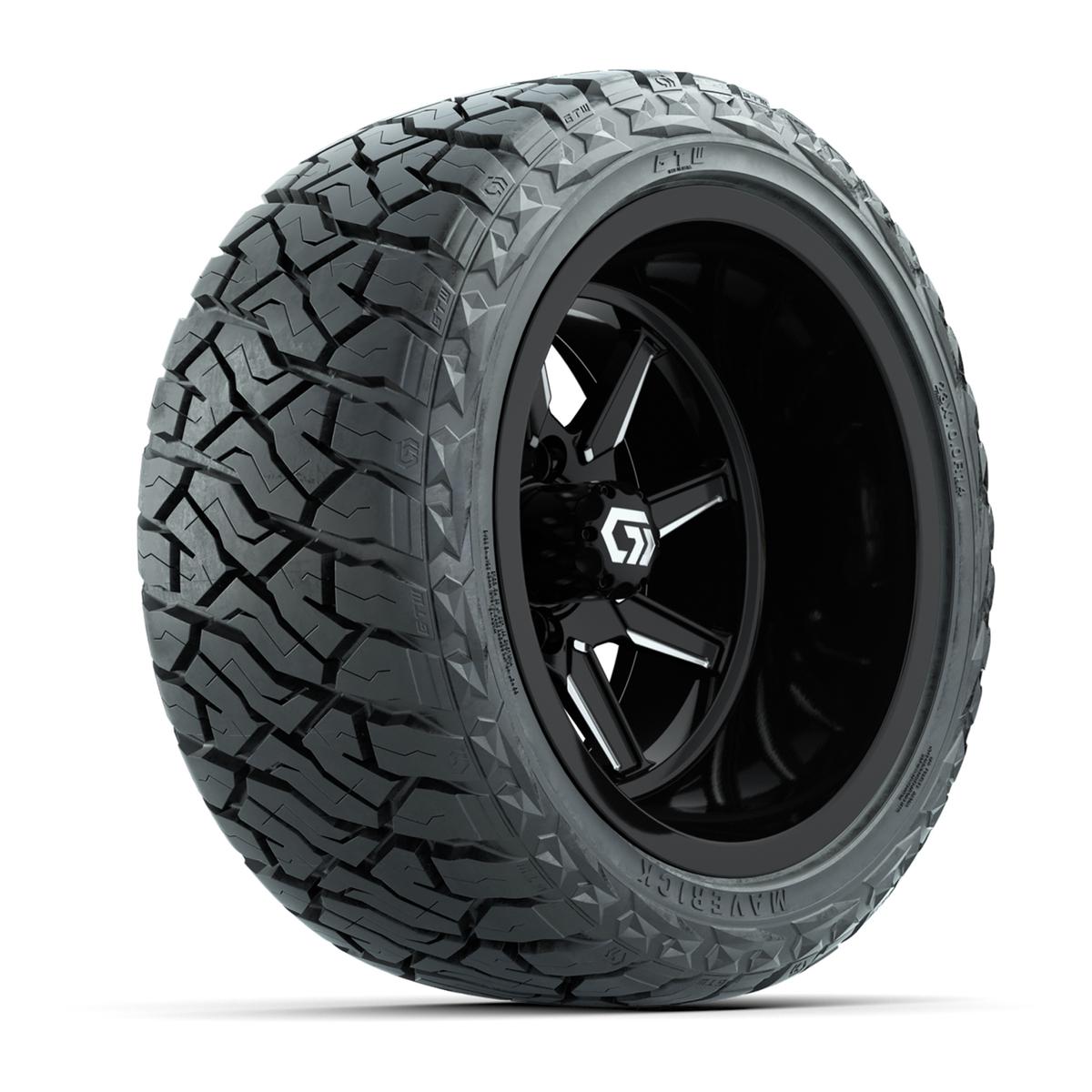 GTW&reg; Reaper Black/Machined 14 in Wheels with 23X10-R14 Maverick Steel Belted Radial All-Terrain Tires - Full Set