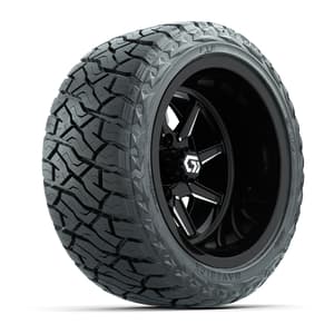 GTW&reg; Reaper Black/Machined 14 in Wheels with 23X10-R14 Maverick Steel Belted Radial All-Terrain Tires - Full Set