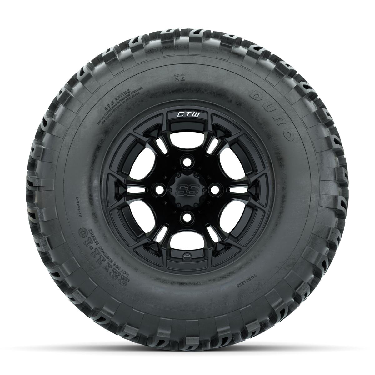 GTW Spyder Matte Black 10 in Wheels with 22x11-10 Duro Desert All Terrain Tires – Full Set