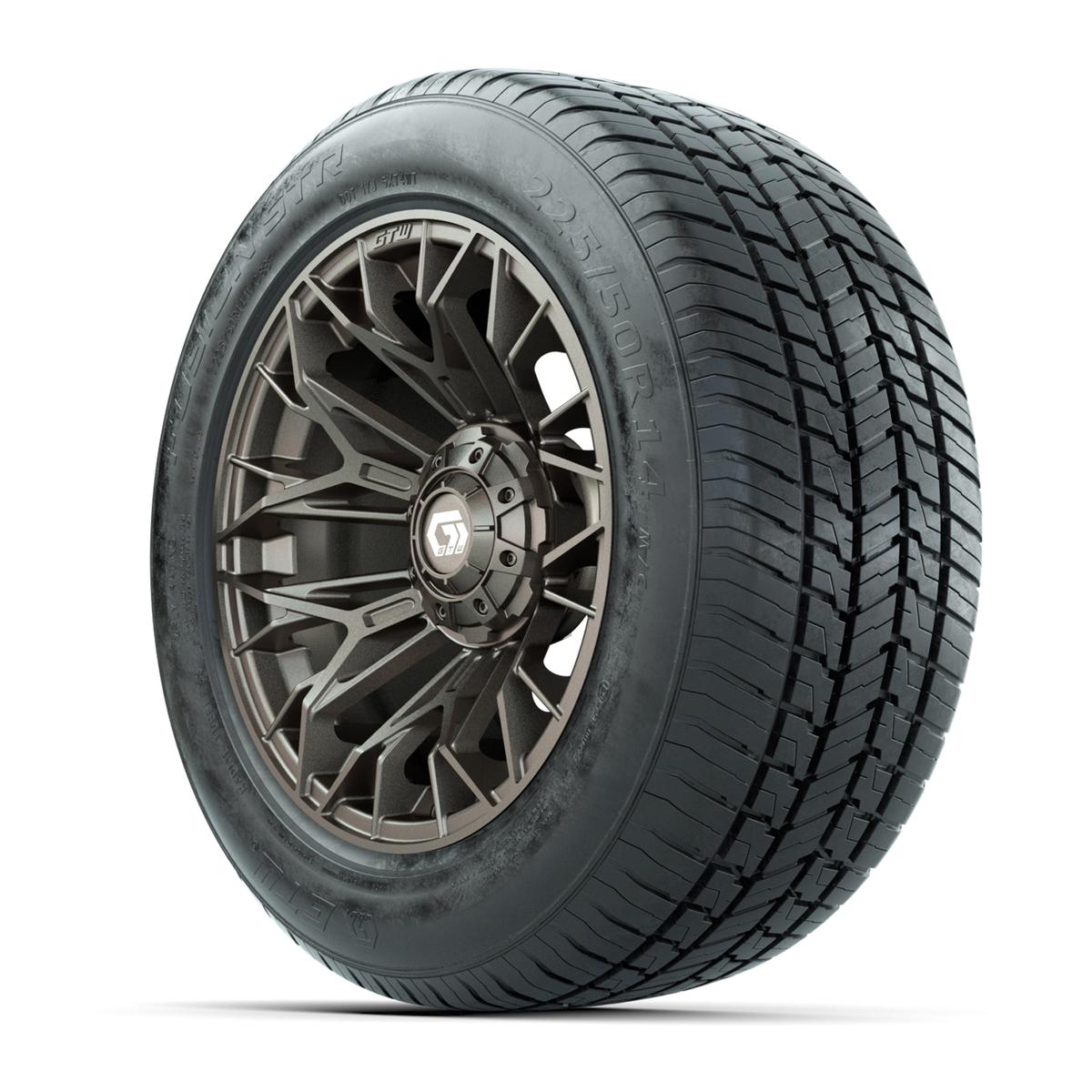 GTW&reg; Stellar Matte Bronze 14 in Wheels with 255/50-R14 Fusion STR DOT Approved Street Tires - Full Set