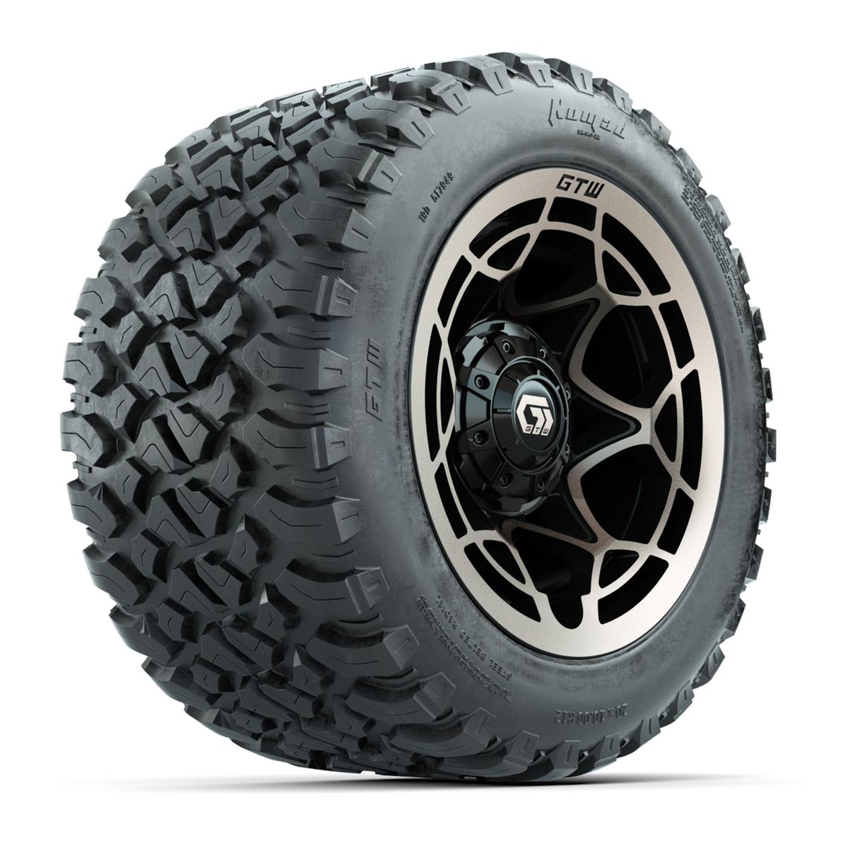 GTW&reg; Nexus Black with Bronze Face 12 in Wheels with 20X10-12 Nomad Steel Belt Radial All-Terrain Tires – Full Set