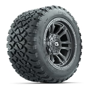 GTW&reg; Shogun Gunmetal 12 in Wheels with 20X10-12 Nomad Steel Belt Radial All-Terrain Tires – Full Set