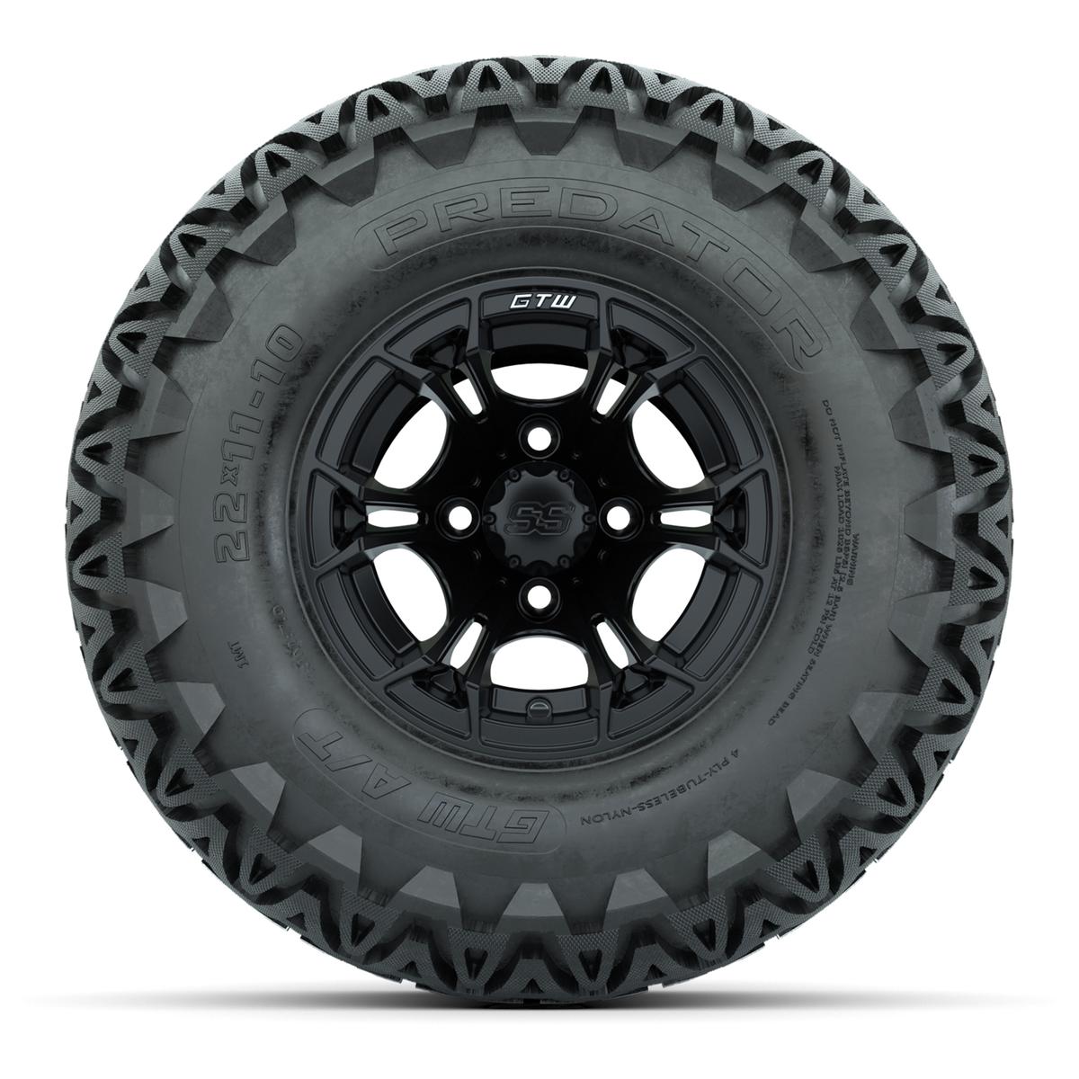 GTW Spyder Matte Black 10 in Wheels with 22x11-10 Predator All Terrain Tires – Full Set