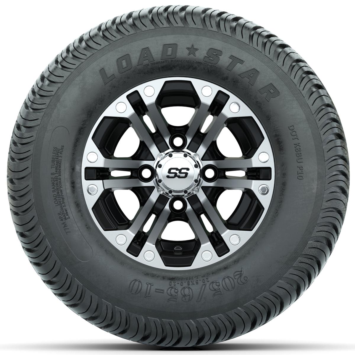 Set of (4) 10 in GTW Specter Wheels with 205/65-10 Kenda Load Star Tires