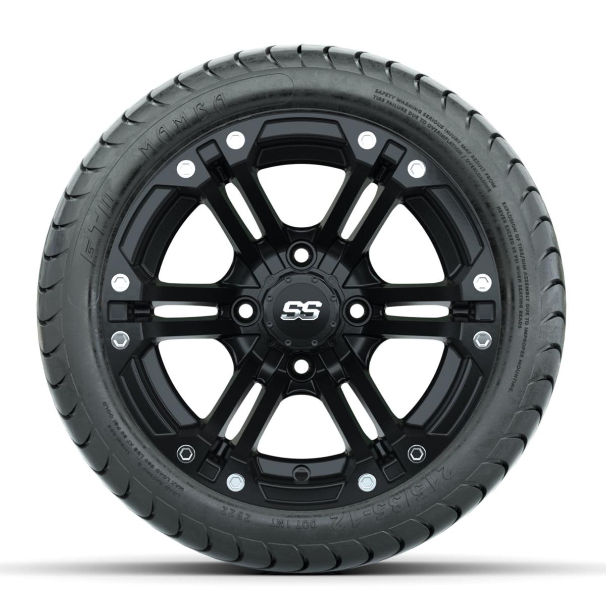 GTW Specter Matte Black 12 in Wheels with 215/35-12 Mamba Street Tires – Full Set