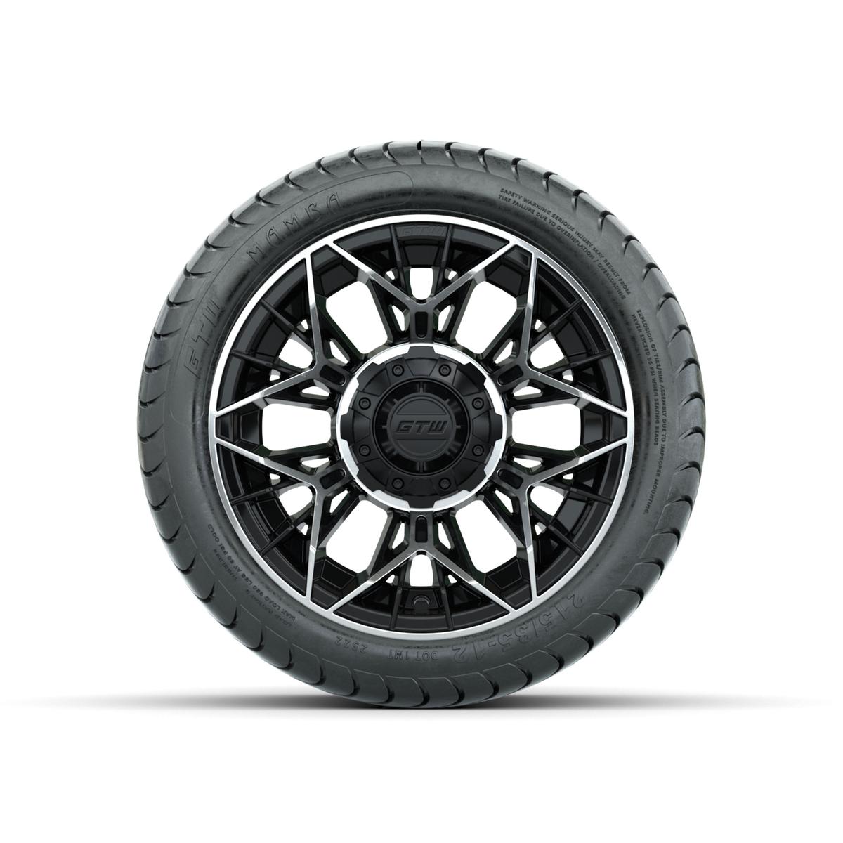 Set of (4) 12 in GTW® Stellar Machined & Black Wheels with 215/35-12 Mamba Street Tires