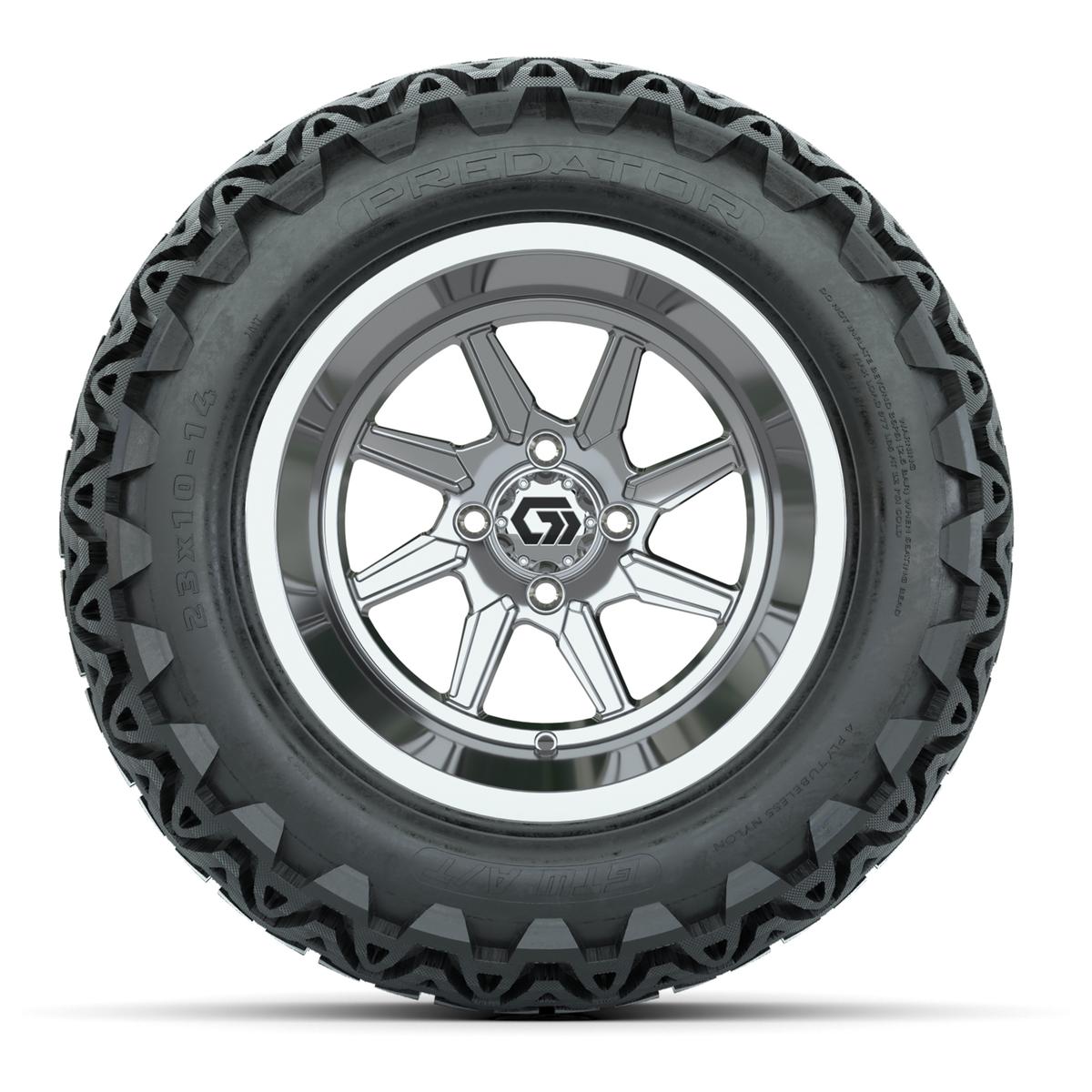 GTW&reg; Reaper Chrome 14 in Wheels with 23X10-14 Predator All-Terrain Tires - Full Set