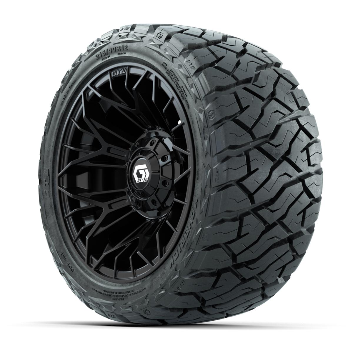 GTW Stellar Black 12 in Wheels with 215/40-R12 Maverick Low-Profile All-Terrain Tires – Full Set