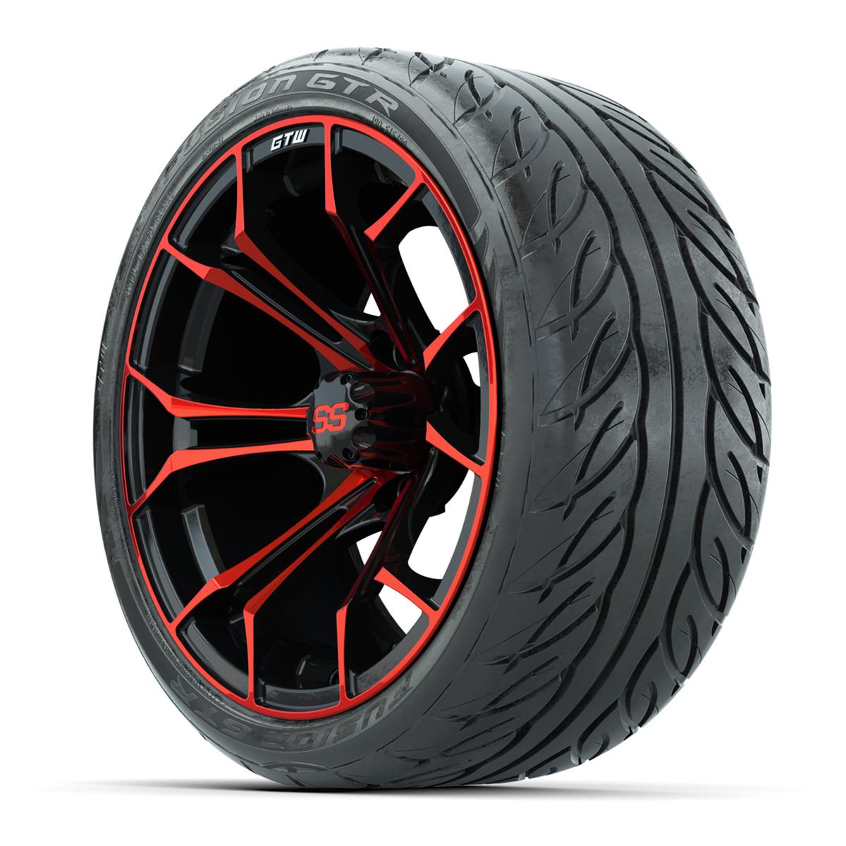 GTW Spyder Red/Black 15 in Wheels with 215/40-R15 Fusion GTR Street Tires – Full Set