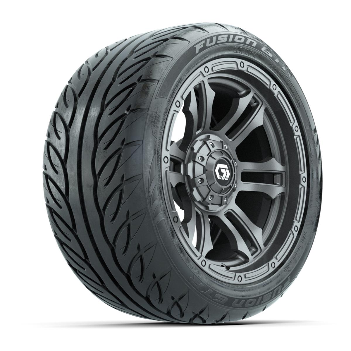 GTW&reg; Shogun Gunmetal 14 in Wheels with 225/40-R14 Fusion GTR Steel Belt Radial Street Tires – Full Set