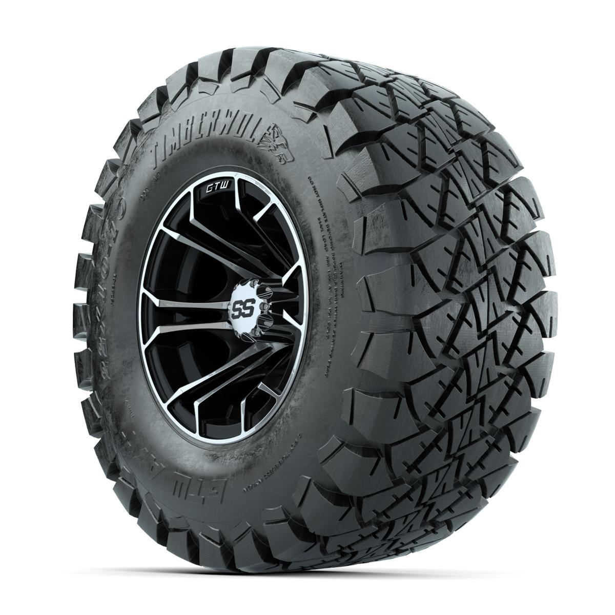 GTW Spyder Machined/Black 10 in Wheels with 22x10-10 Timberwolf All Terrain Tires – Full Set