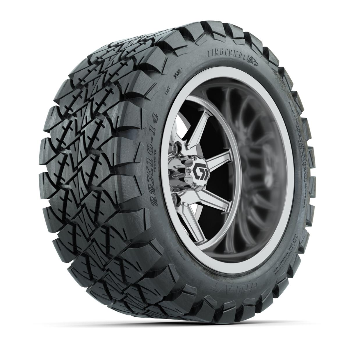GTW&reg; Reaper Chrome 14 in Wheels with 22X10-14 Timberwolf All-Terrain Tires - Full Set