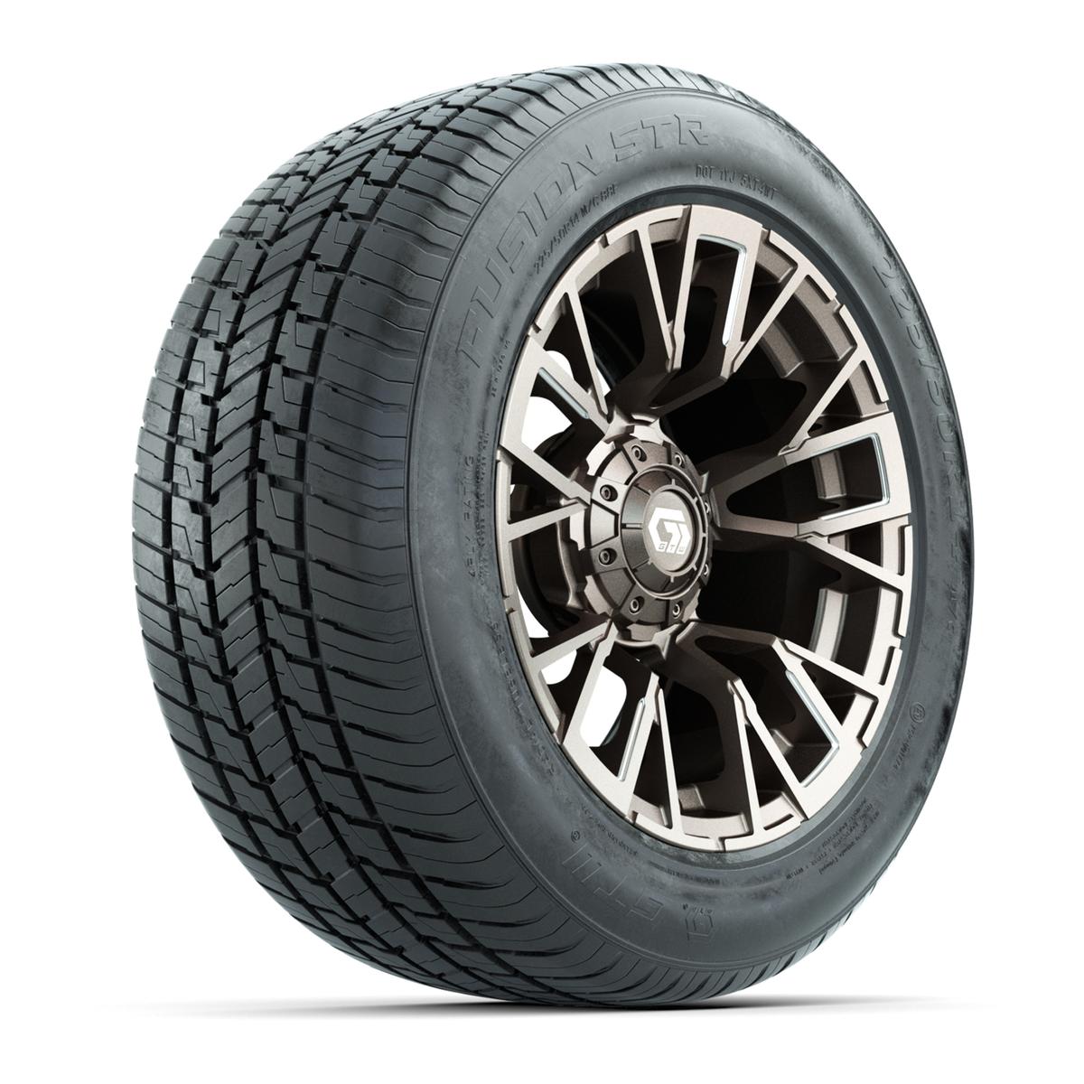 GTW&reg; Vandal Satin Bronze and Machined 14 in Wheels with 225/50-R14 Fusion STR DOT Approved Street Tires - Full Set