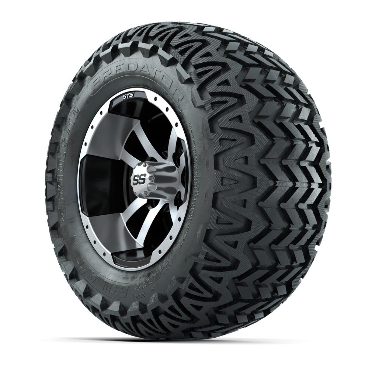 GTW Storm Trooper Black and Machined Wheels with 23in Predator A-T Tires - 12 Inch