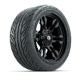 GTW® Shogun Gloss Black 15 in Wheels with 215/40-R15 Fusion GTR Steel Belted Street Tires – Full Set