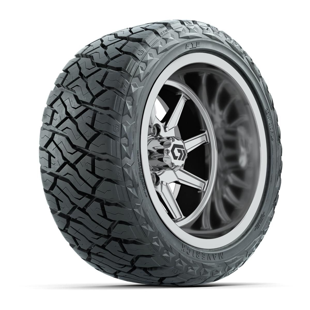 GTW&reg; Reaper Chrome 14 in Wheels with 23X10-R14 Maverick Steel Belted Radial All-Terrain Tires - Full Set