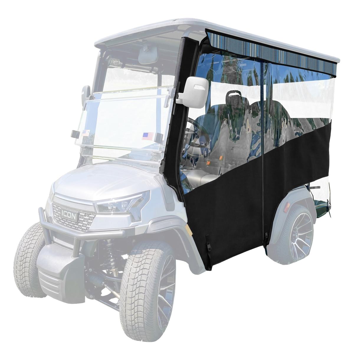 RedDot 4-Passenger Black Track Style Enclosure with Motive Denim Valance for ICON i40X (Years 2026-Up)
