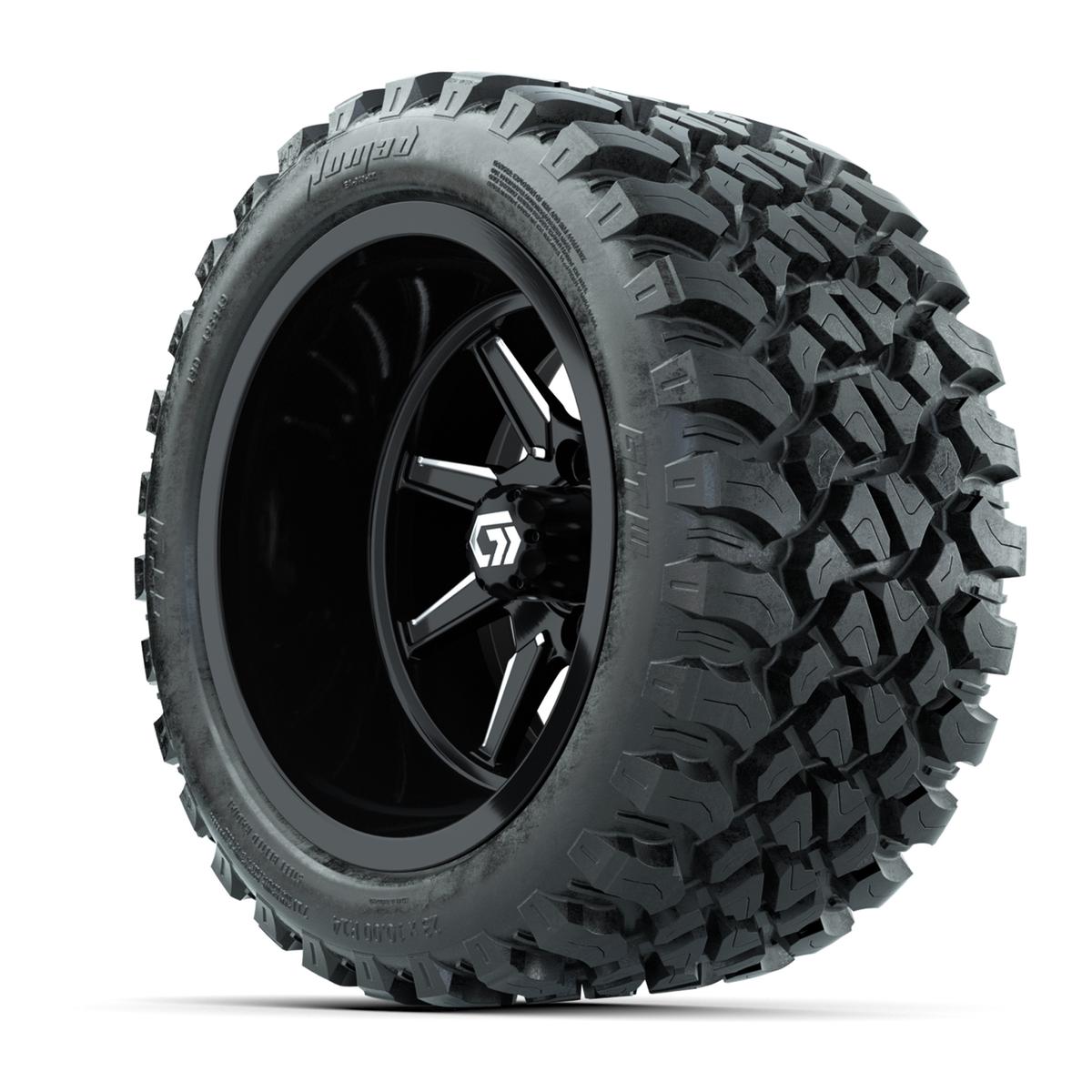 GTW&reg; Reaper Black/Machined 14 in Wheels with 23X10-R14 Nomad Steel Belt Radial All-Terrain Tires - Full Set