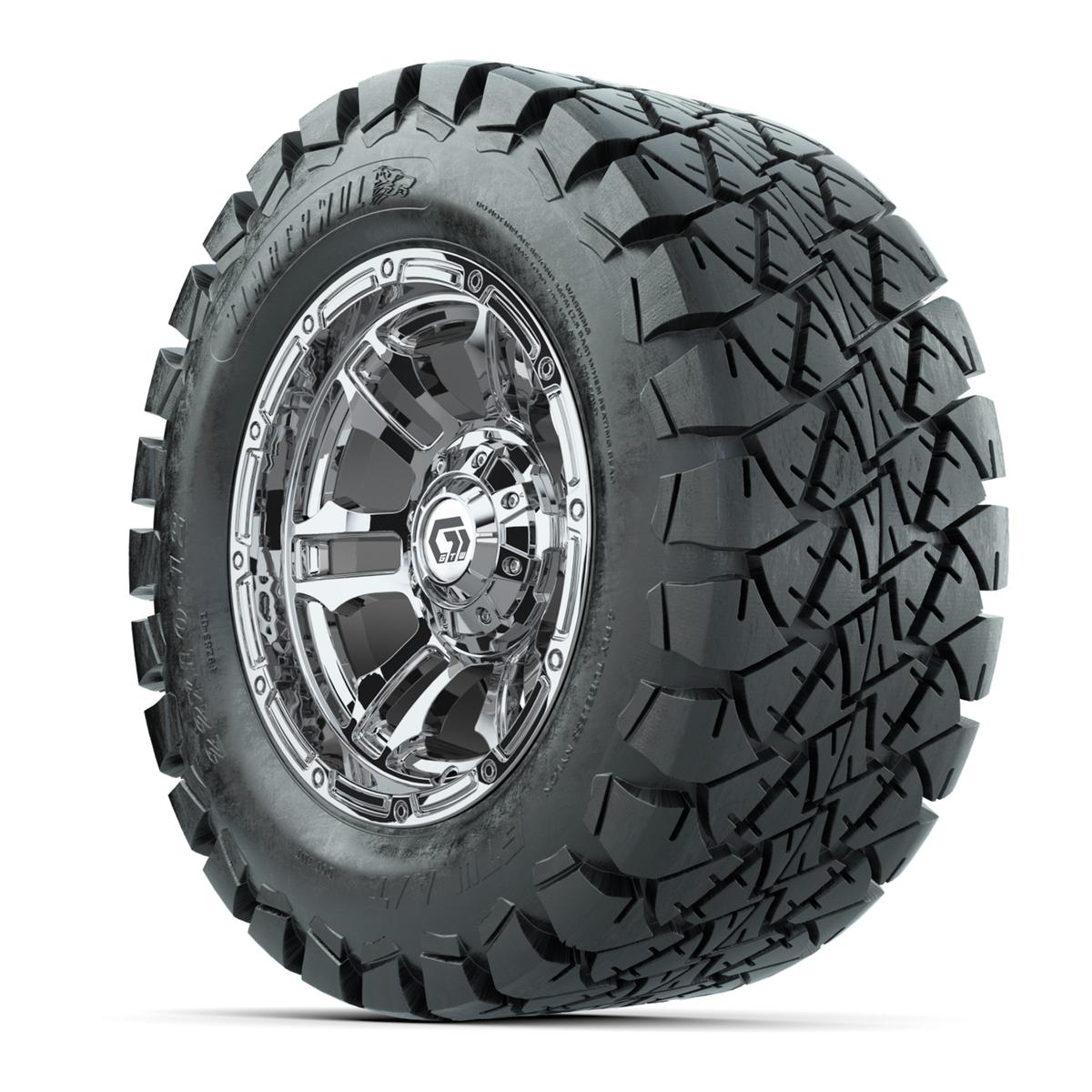 GTW® Shogun Chrome 12 in Wheels with 22x10-12 Timberwolf All-Terrain Tires – Full Set