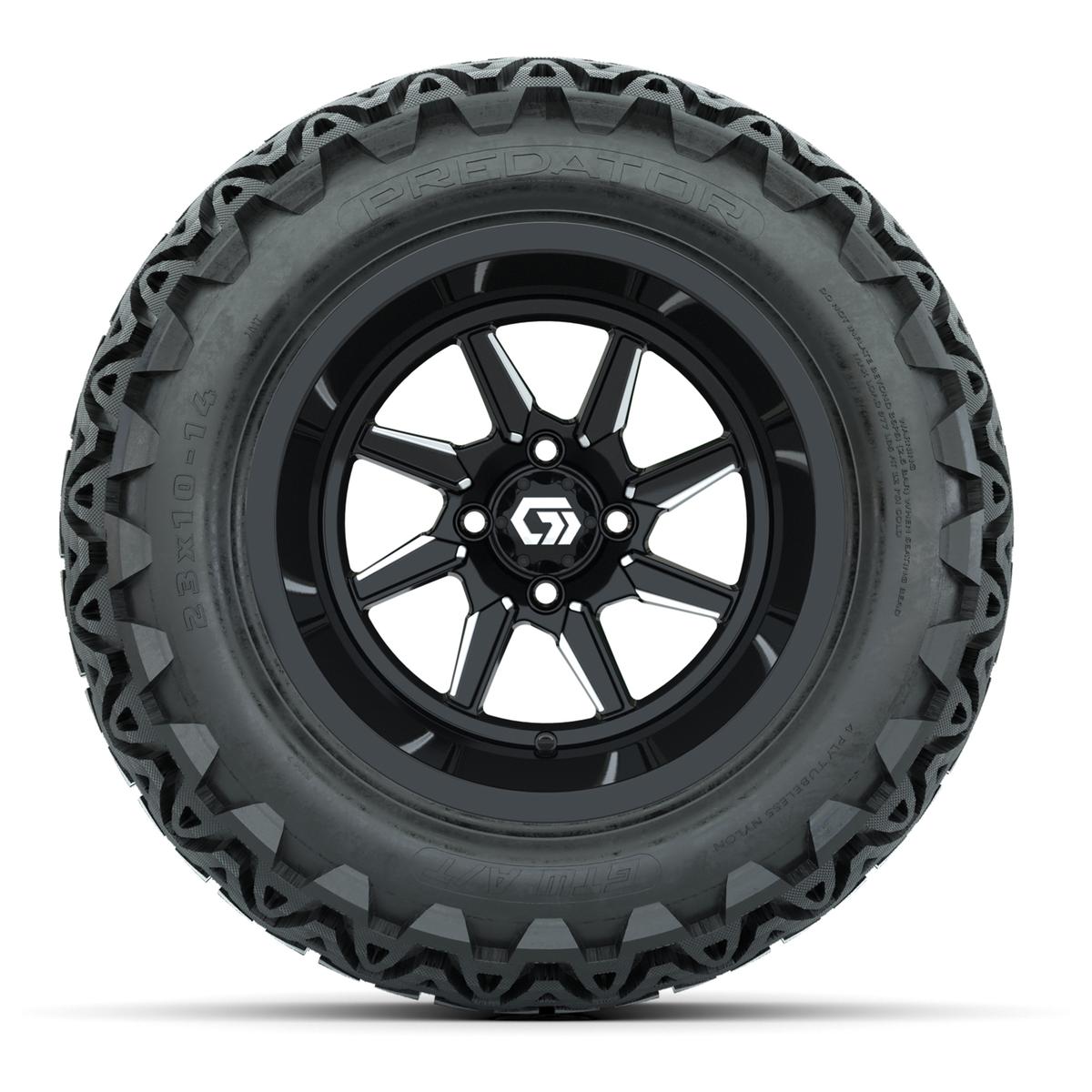 GTW&reg; Reaper Black/Machined 14 in Wheels with 23X10-14 Predator All-Terrain Tires - Full Set