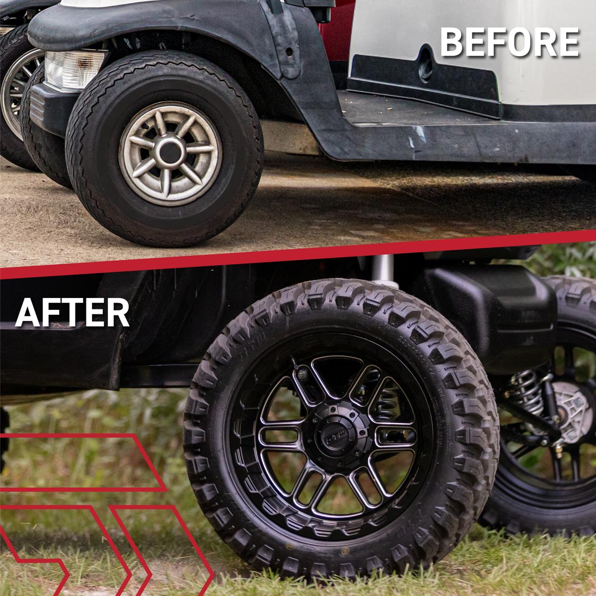 GTW Titan Black/Machined 14 in Wheels with 23x10.00-R14 Maverick All-Terrain Tires – Full Set