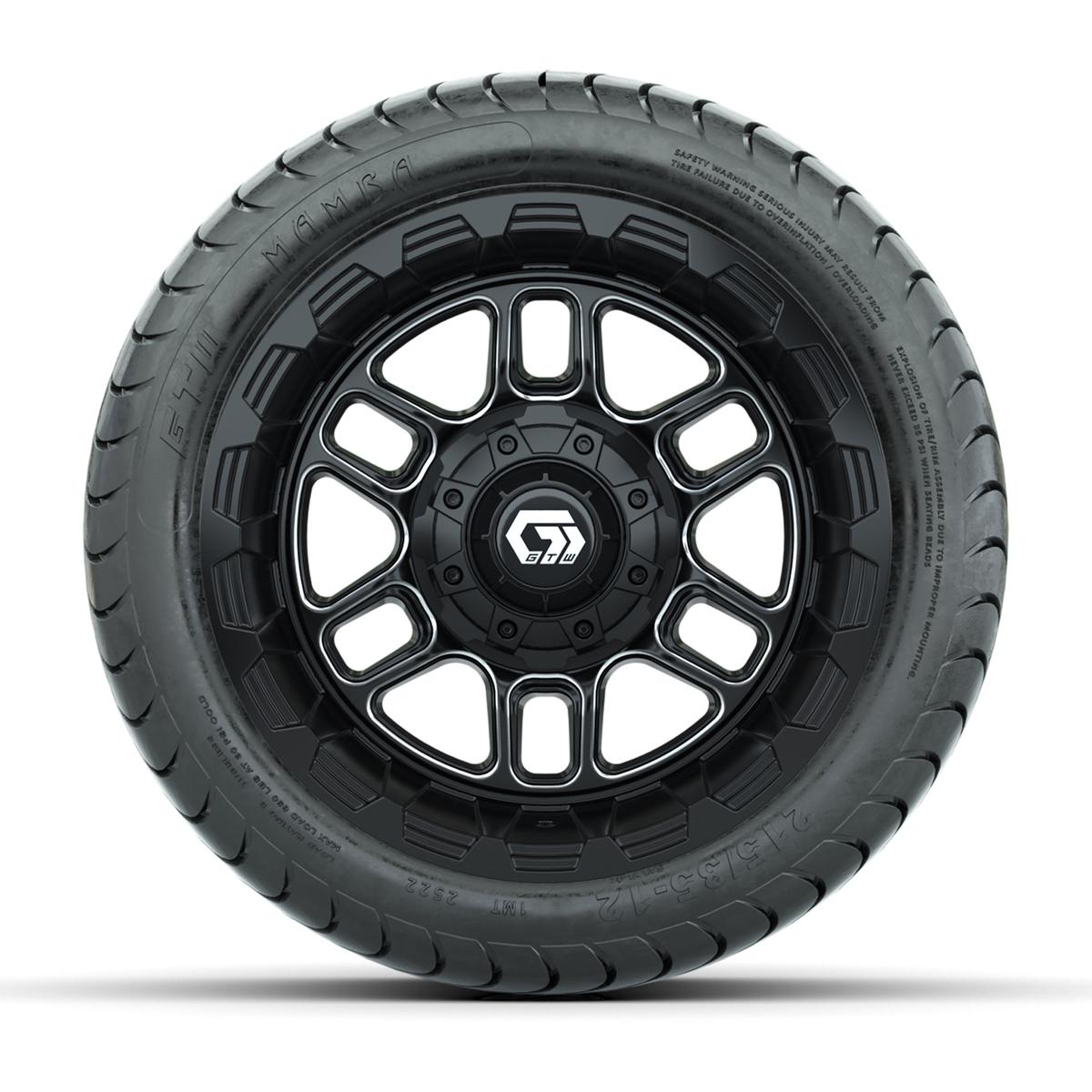 Set of (4) 12 in GTW® Titan Machined & Black Wheels with 215/35-12 Mamba Street Tires
