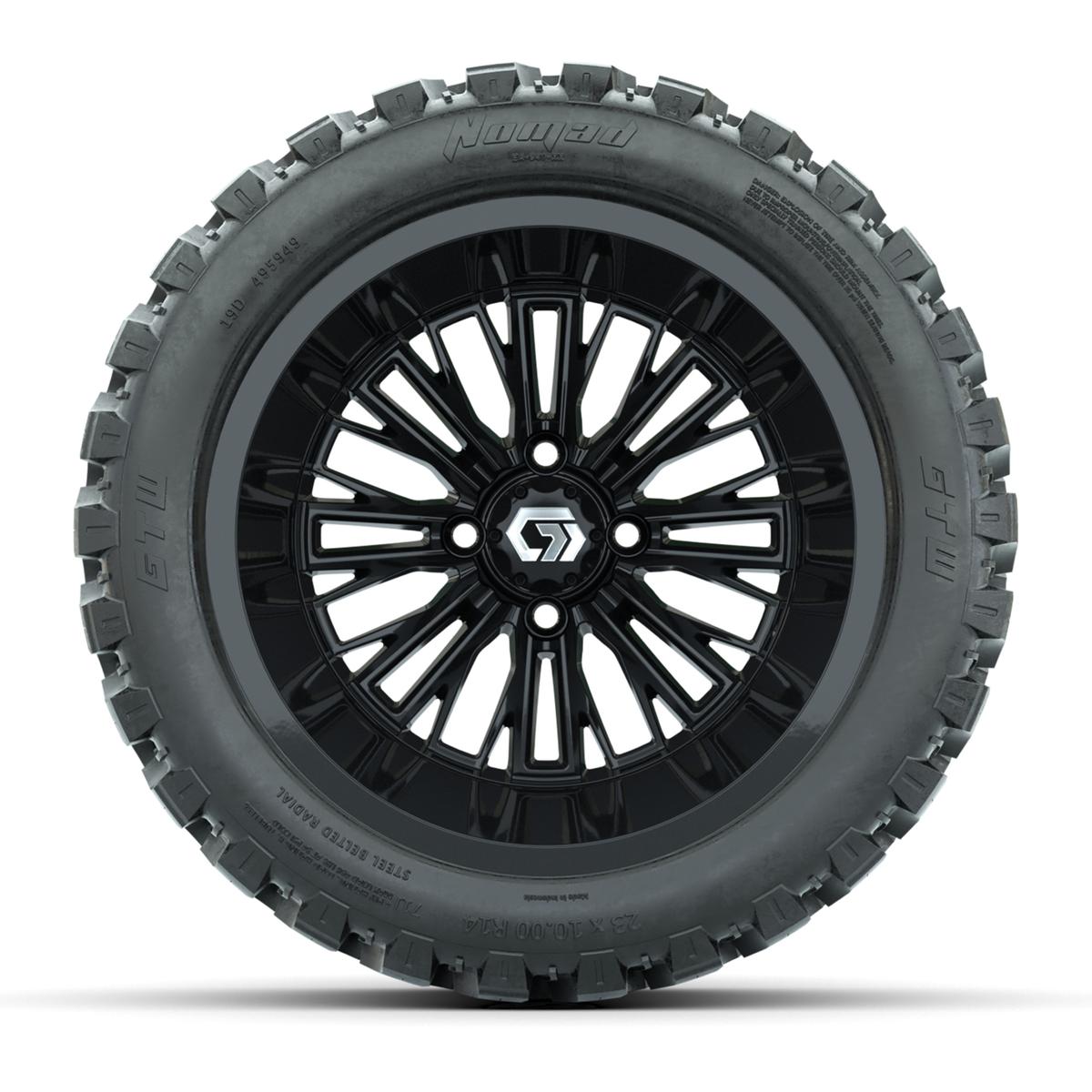 GTW&reg; Viper Gloss Black 14 in Wheels with 23X10-R14 Nomad Steel Belt Radial All-Terrain Tires - Full Set