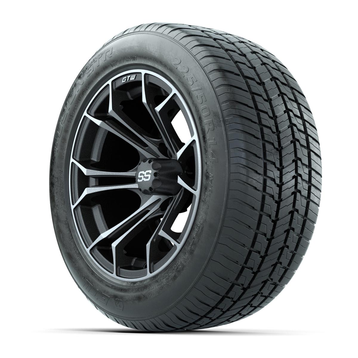 GTW&reg; Spyder Matte Gray 14 in Wheels with 255/50-R14 Fusion STR DOT Approved Street Tires - Full Set