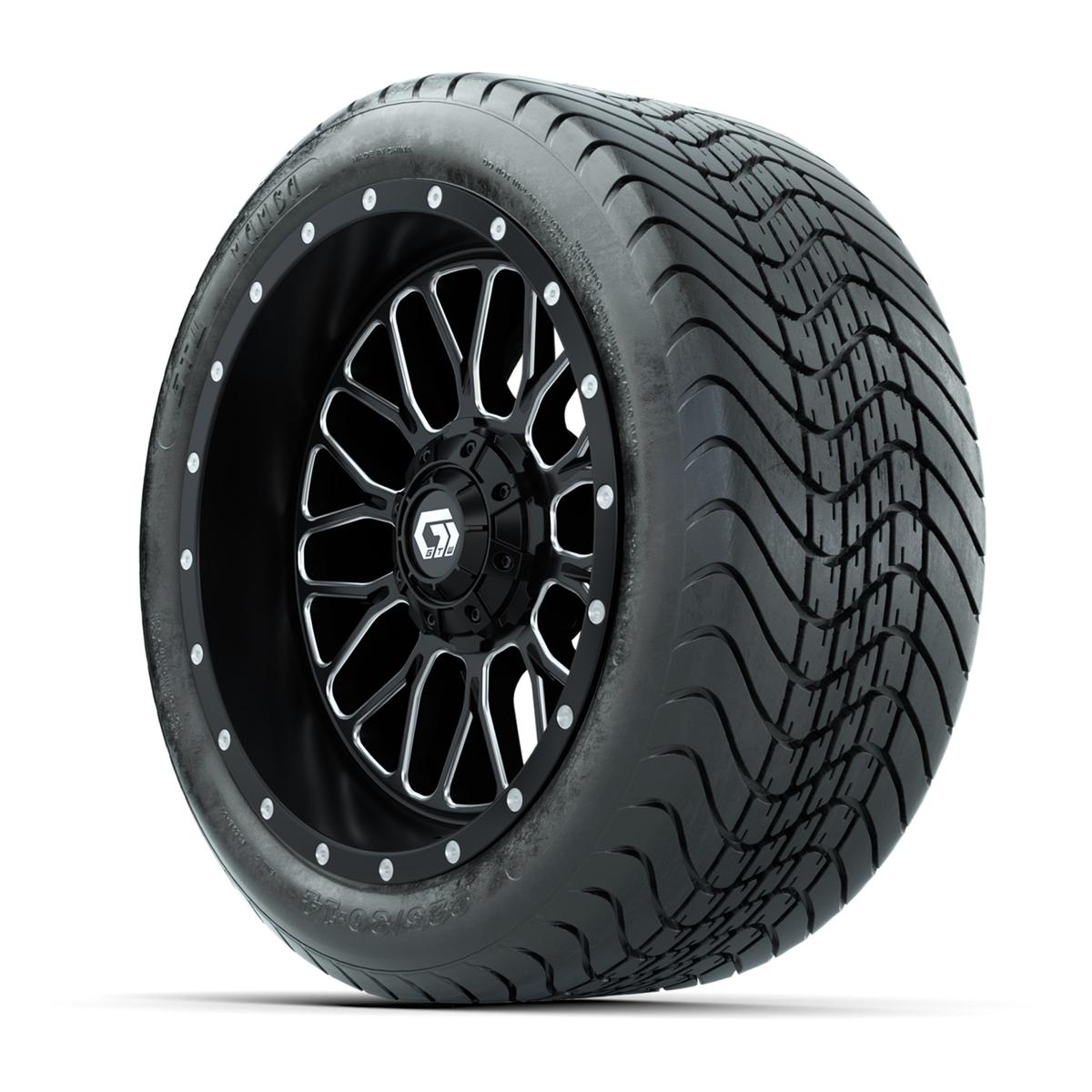 Set of (4) 14 in GTW® Helix Machined & Black Wheels with 225/30-14 Mamba Street Tire