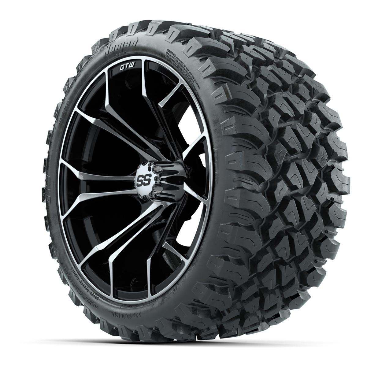 GTW Spyder Machined/Black 15 in Wheels with 23x10-R15 Nomad All-Terrain Tires – Full Set