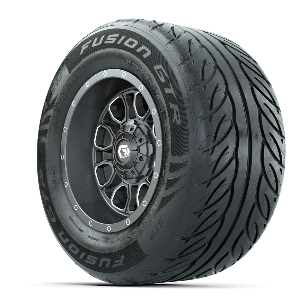 GTW&reg; Volt Gunmetal 12 in Wheels with 255/55-R12 Fusion GTR Steel Belt Radial Street Tires – Full Set