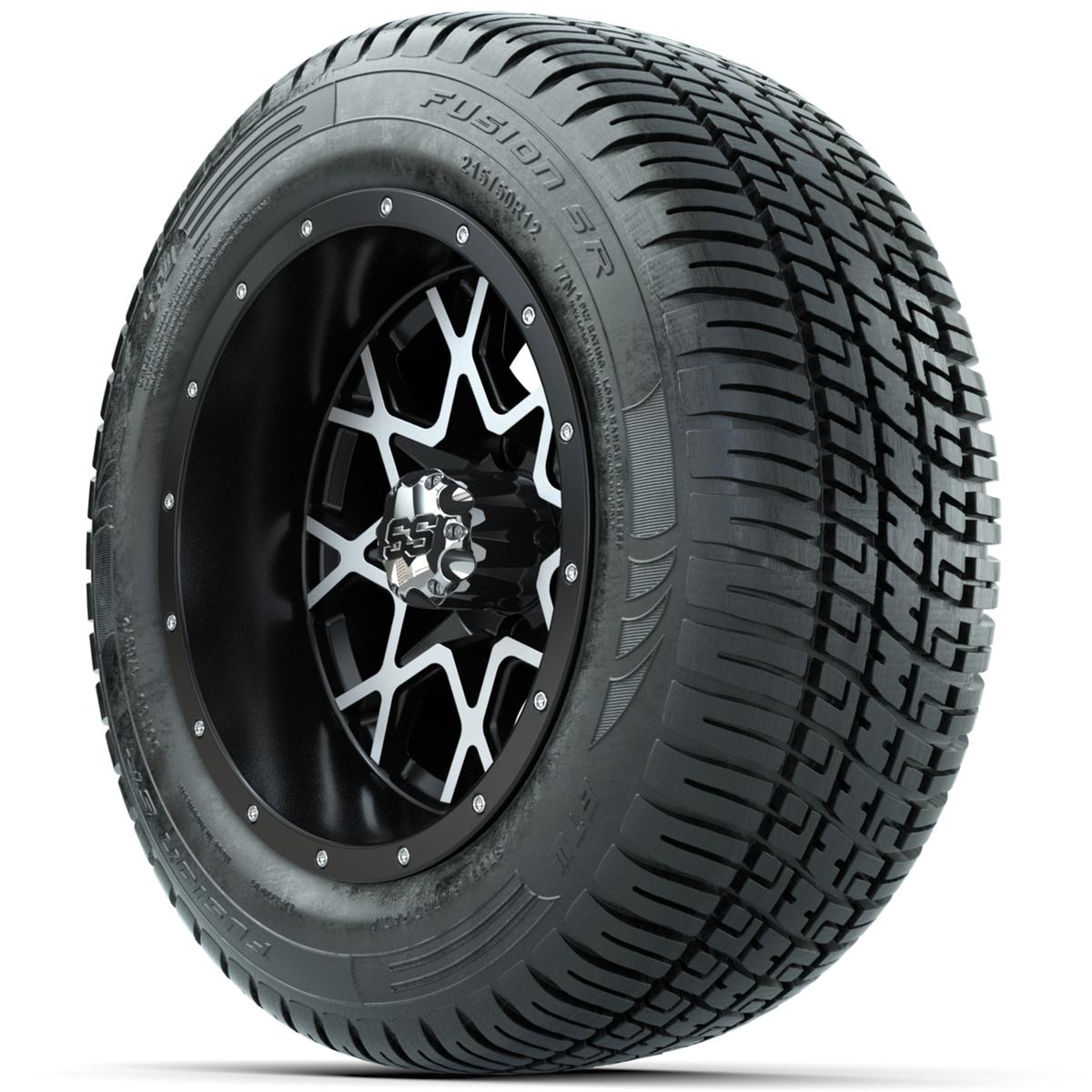 Set of (4) 12 in GTW Vortex Wheels with 215/50-R12 Fusion S/R Street Tires