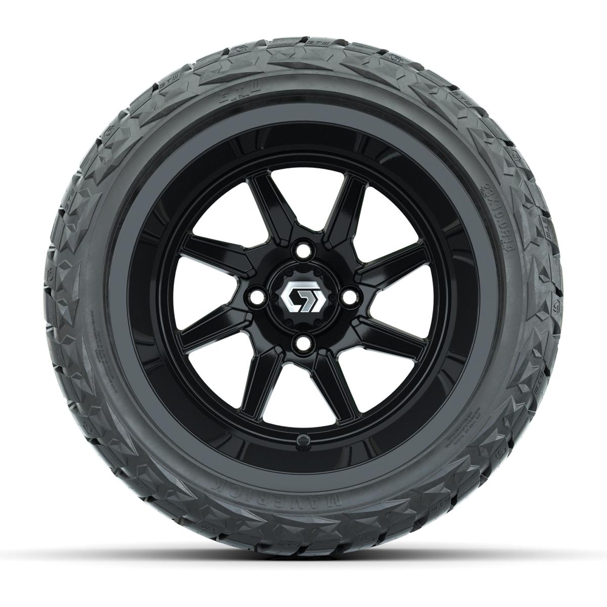 GTW&reg; Reaper Gloss Black 14 in Wheels with 23X10-R14 Maverick Steel Belted Radial All-Terrain Tires - Full Set