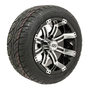GTW Tempest Black and Machined Wheels with 18in Fusion DOT Approved Street Tires - 12 Inch